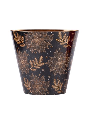 Fém kaspó 133x115mm klasszikus Mikulásvirág ágakkal