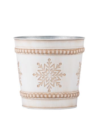 Fém kaspó 175x135x165mm klasszikus pehely fehér