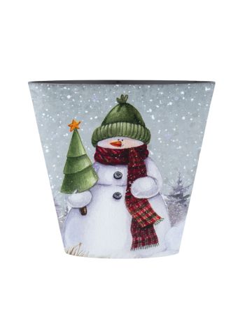 Műanyag  kaspó 210x130x197mm nagy fekete belsővel hóemberes