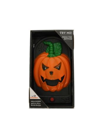 Ajtócsengő Halloween tök beszélő műanyag 19 cm narancssárga. fekete