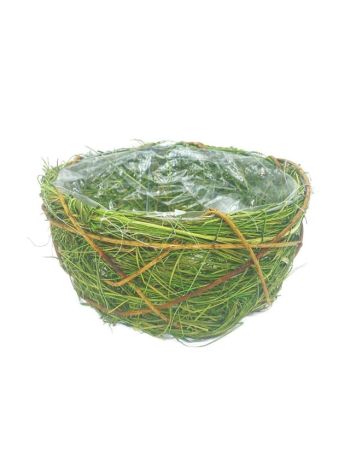 Kosár bélelt szalma 20 cm natúr, zöld