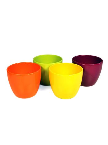 Base kerámia kaspó nyári mix 9cm almazöld-narancs-sárga-ciklámen