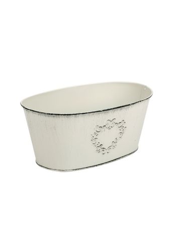 ovális szívmintás cink tál antikolt krém 20-5x12-5x9cm