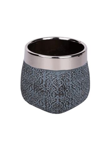 Silvius kerámia kaspó szürke ezüst 17x17cm