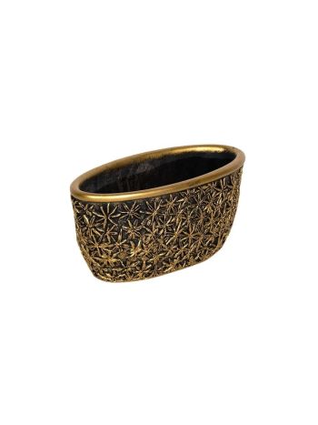 ovális Areus kőtál fekete-arany 27-5x13x12-5cm