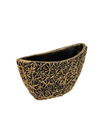 csónak alakú Areus kőtál fekete-arany 25x10-5x11/13cm