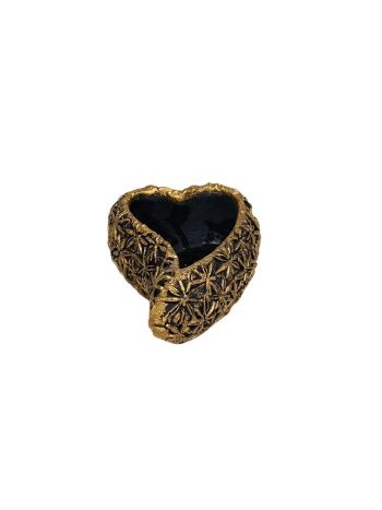 nyújtott szív alakú Areus kőtál fekete-arany 22x13x6-5cm