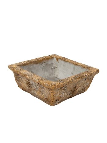 szögletes peremes Circo kőtál antikolt arany 21x21x8cm
