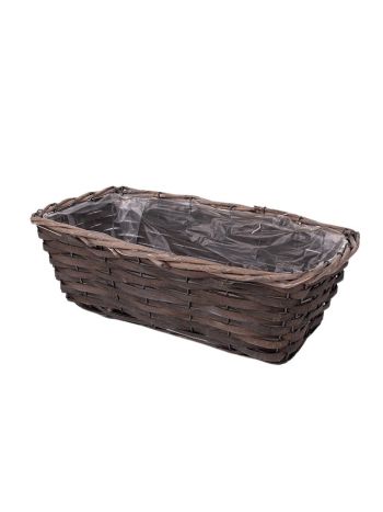 szögletes hasított vessző tál szürke 41x22x12-5cm