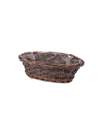 ovális hasított fa tál szürke 30-5x23x9-5cm