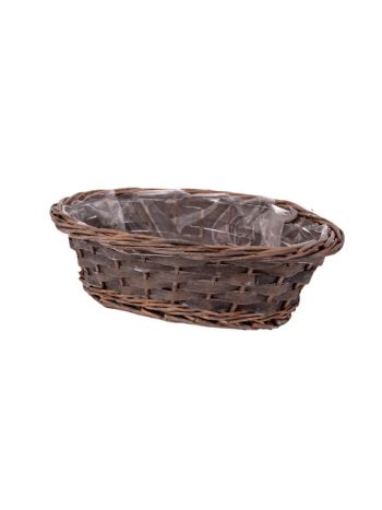 ovális hasított fa tál szürke 30-5x23x9-5cm