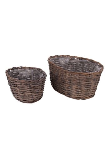 ovális hasított vessző tál szett szürke 27-5x19x13-5cm S/2