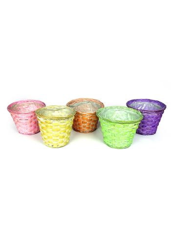 antikolt bambusz kaspó mix 16x12cm 8db/csomag zöld-sárga-rózsaszín