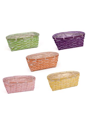 ovális antikolt bambusz tál mix 30x18x10-5cm 5db/csomag zöld-sárga-