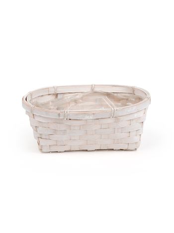 ovális bambusz tál fehér 22x15x9cm 5db/csomag