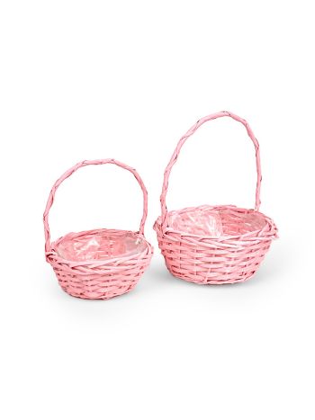 hasított fa füles kosár szett rózsaszín 25x12/32cm S/2