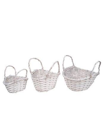 ovális hasított fa ridikül szett fehér 31,5x24x12/25cm S/3