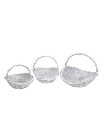 ovális hasított vessző füles kosár szett fehér 46x34x9/15/33cm S/3
