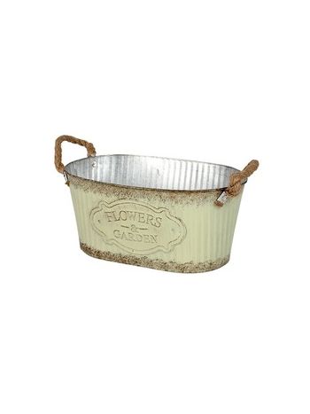 ovális Andretta bádog tál kötél füllel zöld 24x14-5x11cm
