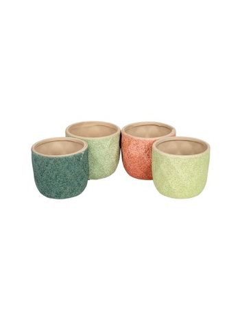strukturált kerámia kaspó mix 7-3x6-5cm rózsaszín-kék-zöld