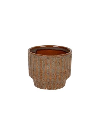 Hudson strukturált kerámia kaspó szürke-mézbarna 7-5x6cm