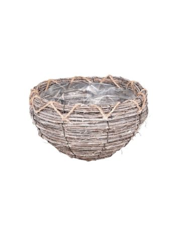 Vera vessző kaspó antikolt szürke 17x15cm