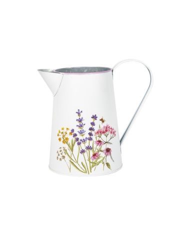 Meadow virágmintás fém kanna fehér 10x17cm