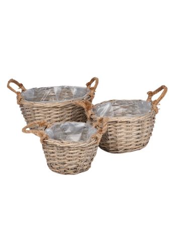 kötél füles hasított fa kosár szürke szett 15-5x23-5/30cm S3