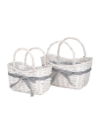 szögletes hasított fa ridikül fehér szett 34x20x18-5/30-5cm S2