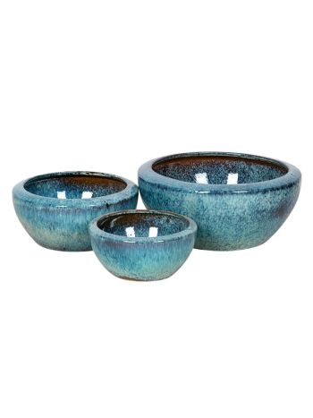 Aubrey Greta kerámia ültetőtál szett alsó lyuk nélkül jégkék