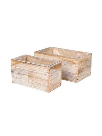 szögletes Aron fa tál szett antikolt krémszín18x9x10-22x13x10cm S/2