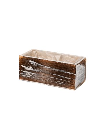 szögletes Aron fa tál antikolt krémszín 17x8x7cm
