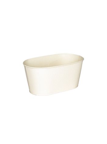 ovális Astana fém ültetőtál krém 18-5x11-5x9cm