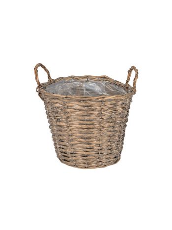 Alpen hasított vessző kaspó két füllel szürke 27x22/27cm