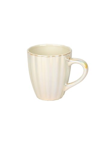 kerámia bögre gyöngyház fehér 9x10cm