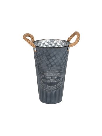 Loretta fém váza kötél füllel szürke 21x40cm