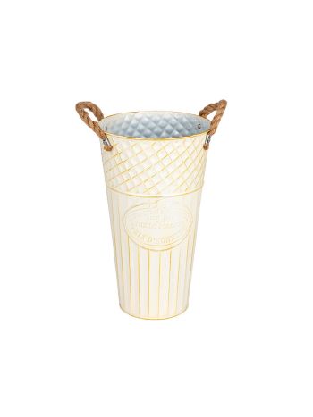 Loretta fém váza kötél füllel krém 21x40cm