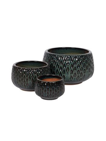 Colby Rita kerámia ültetőtál szett petrolzöld 15x10-5-30x19cm S3