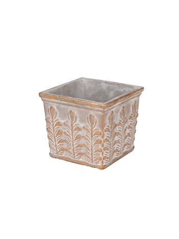 Amber cement kockakaspó szürke-arany 13x13x11-5cm