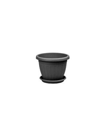Virágcserép+Alátét Venecia 12cm Antracit (24/#_6864/rkl)