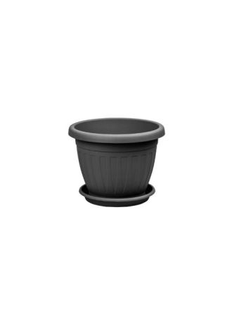 Virágcserép+Alátét Venecia 25cm Antracit (24/#_1200/rkl)