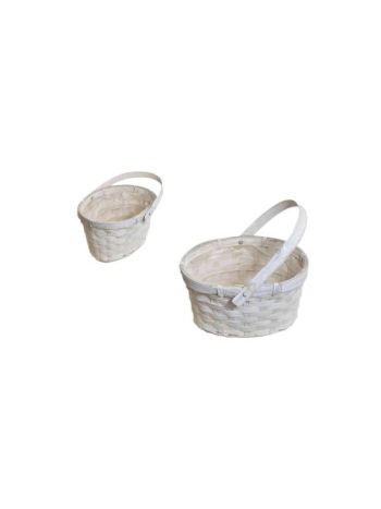 Fonott Kosár Ovál Antikolt Fehér Lf. 66-25-A/F 19*15*H11/21cm (10/gy_150/#)