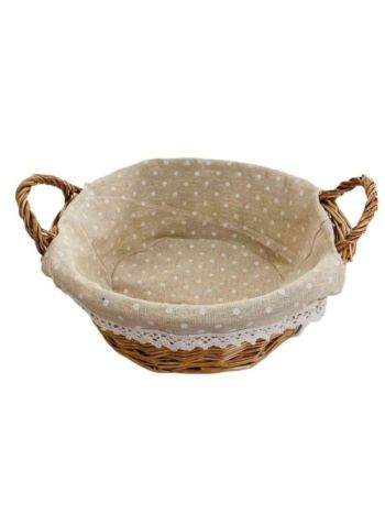 Vessző Kosár Kerek Füles Textiles 68-004 D27*H10/14cm (60/#)