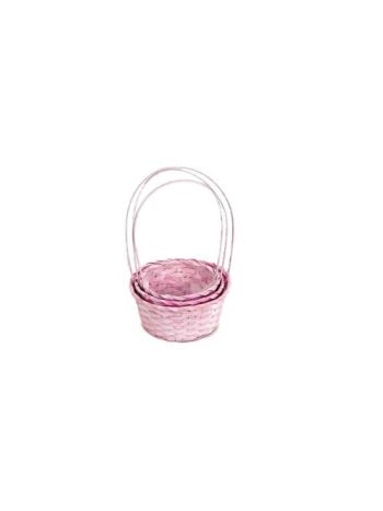Bambusz Flor. Kerek Antikolt Pink S/3 66-44-A/PINK - D21*H10/36cm (30/#)
