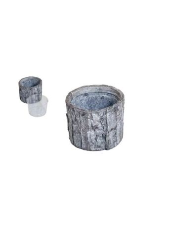 Kaspó Fakéreg Henger Szürke 66-F24/GREY - D8*H7cm (120/#)