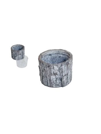 Kaspó Fakéreg Henger Szürke 66-F24/GREY - D8*H7cm (120/#)