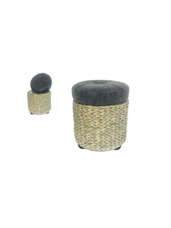 Láda Kerek Szürke Bh Műbőr 81-10/S - D33*H38cm (1/#)