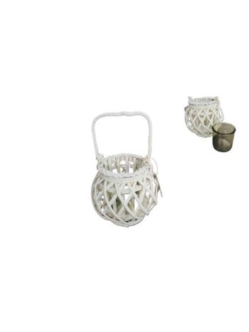 (Rattan) Mécsestartó Fehér 90-M-2/FEHÉR - D15/20*H20cm (16/#)