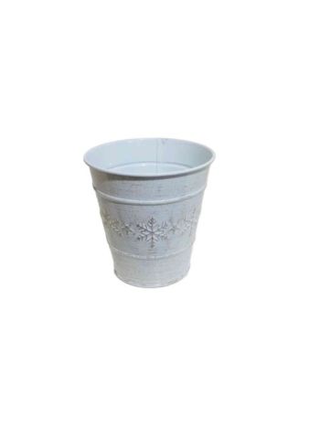  Bádog Kaspó Fehér, Hópihe 140-B-108 - D11*H11cm (180/#)