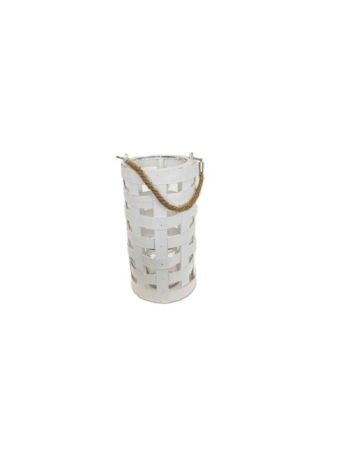 (Rattan) Mécsestartó Henger Fehér 90-M-31 - D15*H28cm (6/#)